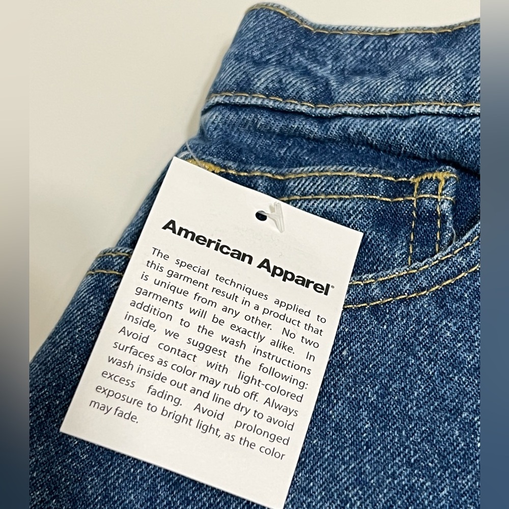 American Apparel Denim High Waisted Cuff Shorts Garment Dyed Size 28 - Picture 3 of 6